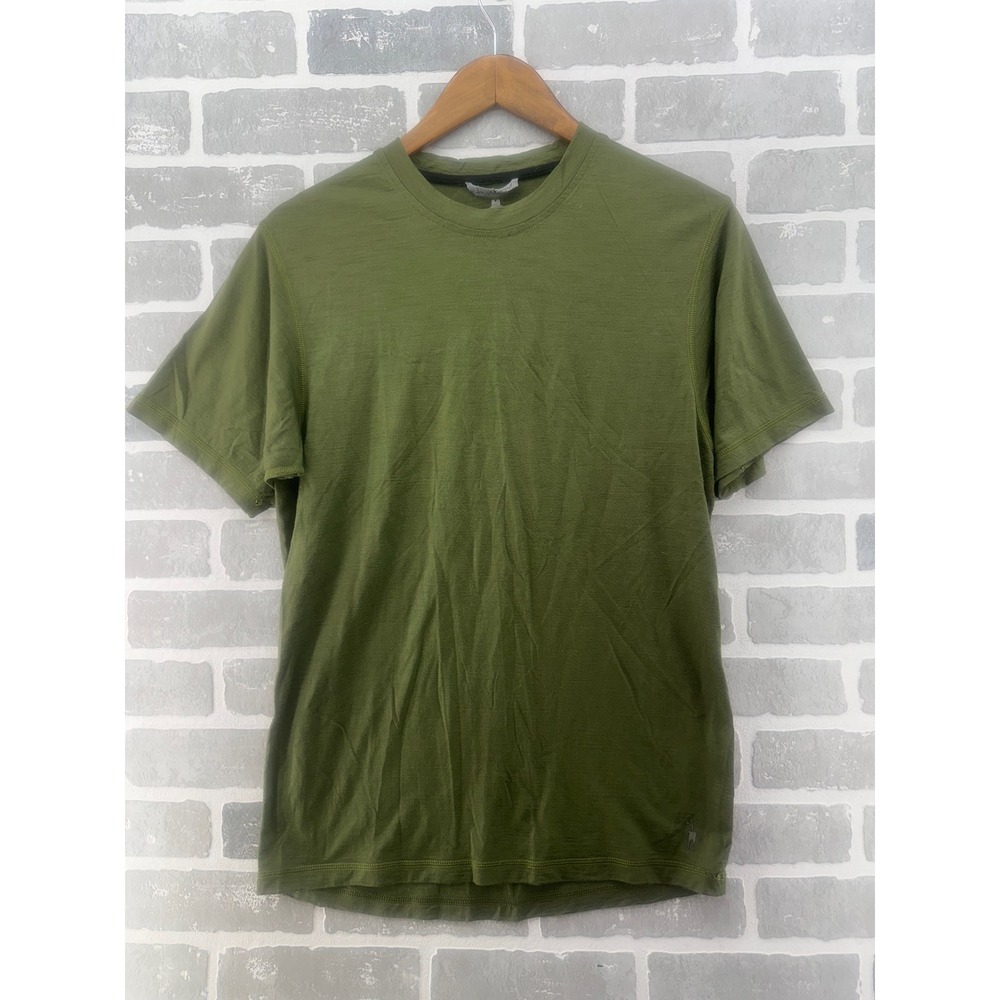 Smartwool Mens Merino Wool Short Sleeve T-Shirt Olive Green Crew Neck Size M